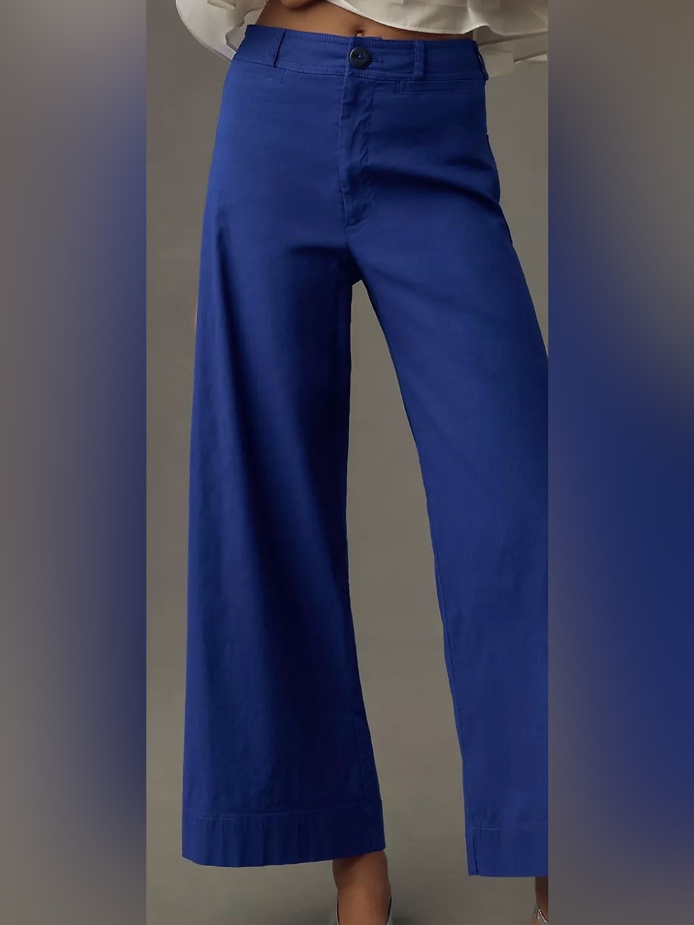 Anthropologie Maeve Ettie High-Rise Crop Wide-Leg Linen Pants Blue 29